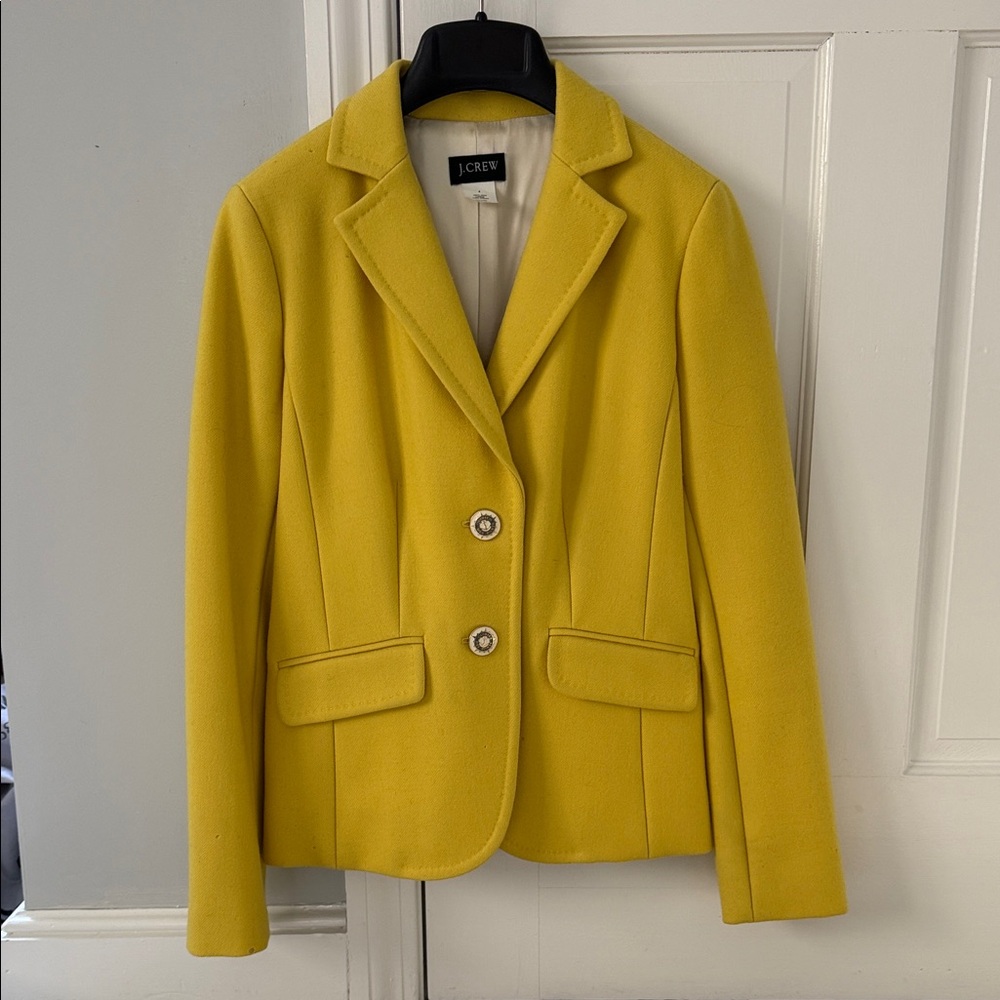 J. Crew Bright Yellow Tailored Wool Blend Blazer